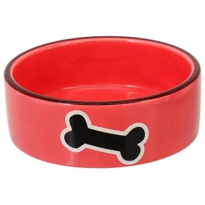 Miska Dog Fantasy keramická potisk kost červená 12,5x4,5cm 0,29l