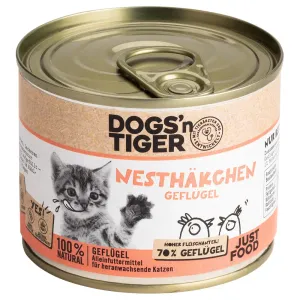 Dogs'n Tiger Junior Cat 12 × 200 g - výhodné balení - drůbeží