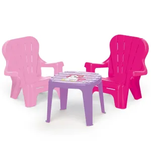 Dolu Dětský zahradní set stůl a 2 židle jednorožec