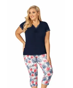 Donna Mila 3/4 Dámské pyžamo Size Plus, 3XL, modrá/vzor