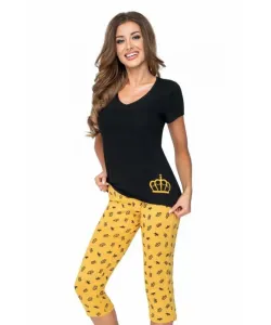 Donna Princessa 3/4 Dámské pyžamo, XXL, černo-žlutá