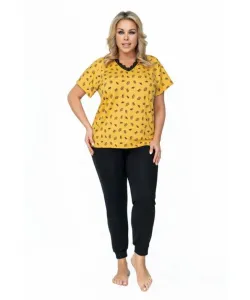 Donna Queen Dámské pyžamo Size Plus, 5XL, žluto-černá