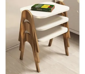 SADA 3x Odkládací stolek PARIS krémová/hnědá