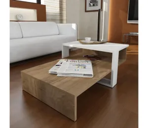 Konferenční stolek CHAIN 90x43,6 cm hnědá/bílá