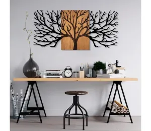 Nástěnná dekorace 150x70 cm strom dřevo/kov