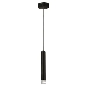 Svítidlo závěsné CARBON černá tuba 1X5W LED IP20 Metal i akryl styl nowoczesny minimalistyczny Milagro