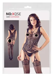 NO:XQSE - abstraktní sada spodního prádla bez rukávů s tangy - černá (S-L)