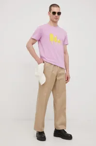 Bavlněné kalhoty Dr. Denim pánské, béžová barva, jednoduché #5936405