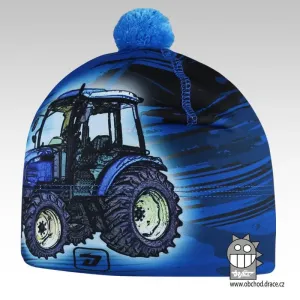 Chlapecká zimní funkční čepice Dráče - Flavio 087, traktor, modrá Barva: Modrá, Velikost: L 54-56