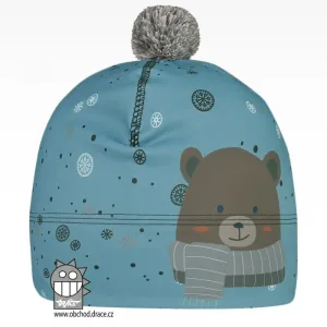 Chlapecká zimní funkční čepice Dráče - Flavio 166, modrá, medvěd Barva: Modrá, Velikost: S 50-52