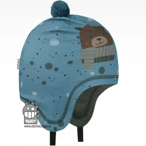 Chlapecká zimní funkční čepice Dráče - Polárka 31, modrá medvěd Barva: Modrá, Velikost: 46-48