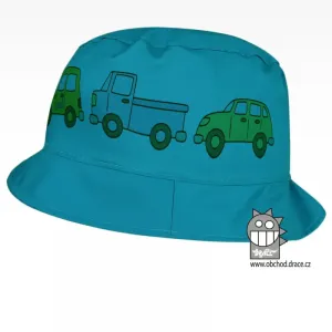 Bavlněný letní klobouk Dráče - Mallorca 07, tyrkysová, auta Barva: Tyrkysová, Velikost: 48-50