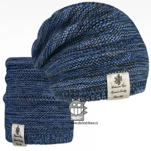 Čepice pletená a nákrčník Dráče - Colors set 32, modrá melír Barva: Modrá, Velikost: 52-54