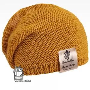 Pletená čepice Dráče - Colors 13, hořčicová tmavá Barva: Žlutá, Velikost: 56-58