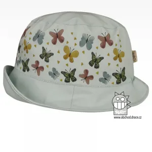 Bavlněný letní klobouk Dráče - Mallorca 23, zelinkavá, motýlci Barva: Zelinkavá, Velikost: 54-56