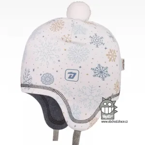 Dětská zimní funkční čepice Dráče - Polárka 30, bílá, vločky Barva: Bílá, Velikost: 52-54