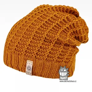 Merino pletená čepice Dráče - Harmony 26, hořčicová Barva: Hnědá, Velikost: 52-54