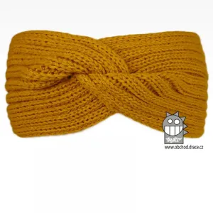 Pletená čelenka Dráče - Twist 10, hořčicová Barva: Žlutá, Velikost: uni velikost