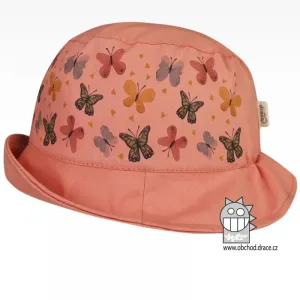Bavlněný letní klobouk Dráče - Mallorca 14, lososová, motýlci Barva: Lososová, Velikost: 48-50
