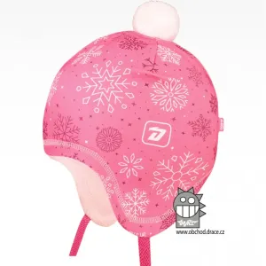 Dívčí zimní funkční čepice Dráče - Polárka 29, růžová, vločky Barva: Růžová, Velikost: 50-52
