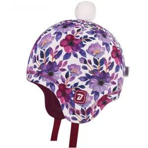Dívčí zimní funkční čepice Dráče - Polárka 38, fialová, květy Barva: Fialová, Velikost: 48-50