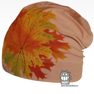 Bavlněná čepice Polo - vzor 37 - pudrová, listí