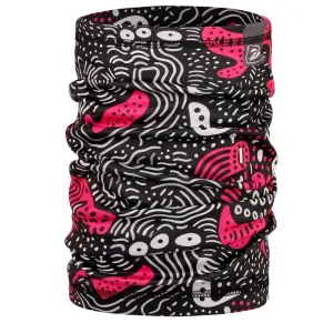 Nákrčník / multifunkční šátek - vzor 137- černá /růžová - čáry máry