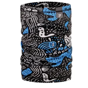 Nákrčník / multifunkční šátek - vzor 138 - černá /modrá - čáry máry