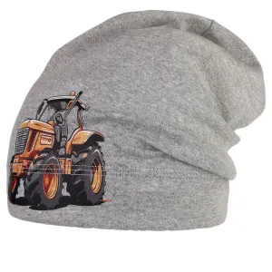 Spadlá bavlněná čepice Pepe - vzor 32 - šedivá -  traktor