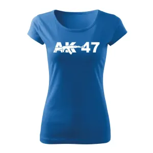 DRAGOWA dámské krátké tričko ak47, modrá 150g/m2 - M