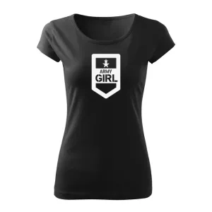 DRAGOWA dámské krátké tričko army girl, černá 150g/m2 - XXL