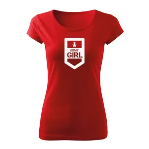 DRAGOWA dámské krátké tričko army girl, červená 150g/m2 - XXL