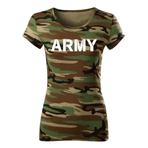 DRAGOWA dámské krátké tričko army, maskáčová 150g/m2 - S #4273867