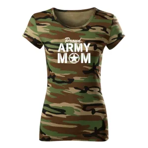 DRAGOWA dámské krátké tričko army mom, maskáčová 150g/m2 - M