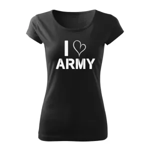 DRAGOWA dámské krátké tričko i love army, černá 150g/m2 - L