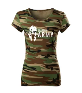 DRAGOWA dámské krátké tričko spartan army, maskáčová 150g/m2 - XXL