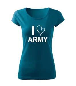 DRAGOWA dámské tričko i love army, petrol blue  150g/m2 - XXL