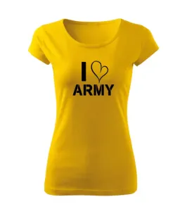 DRAGOWA dámské tričko I love army, žlutá  150g/m2 - M