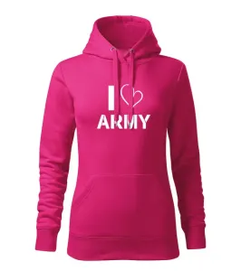 DRAGOWA dámská mikina s kapucí i love army, růžová 320g/m2 - L