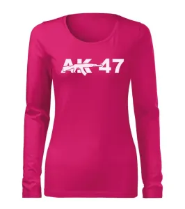 DRAGOWA Slim dámské tričko s dlouhým rukávem ak47, růžová 160g / m2 - L #4277919
