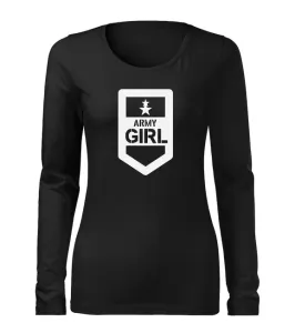 DRAGOWA Slim dámské tričko s dlouhým rukávem army girl, černá 160g / m2 - S #4277977