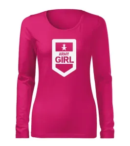 DRAGOWA Slim dámské tričko s dlouhým rukávem army girl, růžová 160g / m2 - M #4277984
