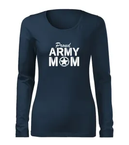 DRAGOWA Slim dámské tričko s dlouhým rukávem army mom, tmavě modrá160g / m2 - XS #4278006