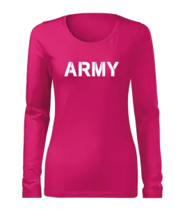 DRAGOWA Slim dámské tričko s dlouhým rukávem army, růžová 160g / m2 - XS #4278018