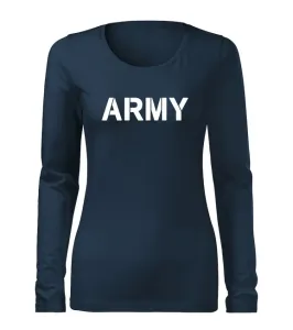 DRAGOWA Slim dámské tričko s dlouhým rukávem army, tmavě modrá160g / m2 - S #4278025