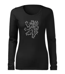 DRAGOWA Slim dámské tričko s dlouhým rukávem český lev, černá 160g / m2 - XXL #4278035