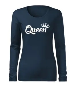 DRAGOWA Slim dámské tričko s dlouhým rukávem queen, tmavě modrá160g / m2 - L #4278141