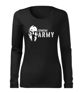 DRAGOWA Slim dámské tričko s dlouhým rukávem spartan army, černá 160g / m2 - L