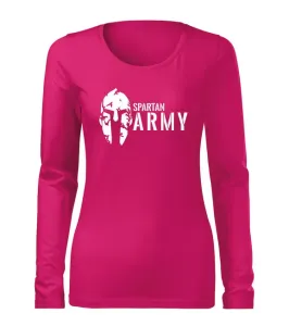 DRAGOWA Slim dámské tričko s dlouhým rukávem spartan army, růžová 160g / m2 - S #4278163