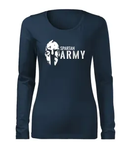 DRAGOWA Slim dámské tričko s dlouhým rukávem spartan army, tmavě modrá160g / m2 - XL